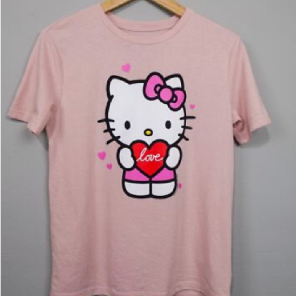 Old Navy Pink Short Sleeve Tee with Hello Kitty Graphic